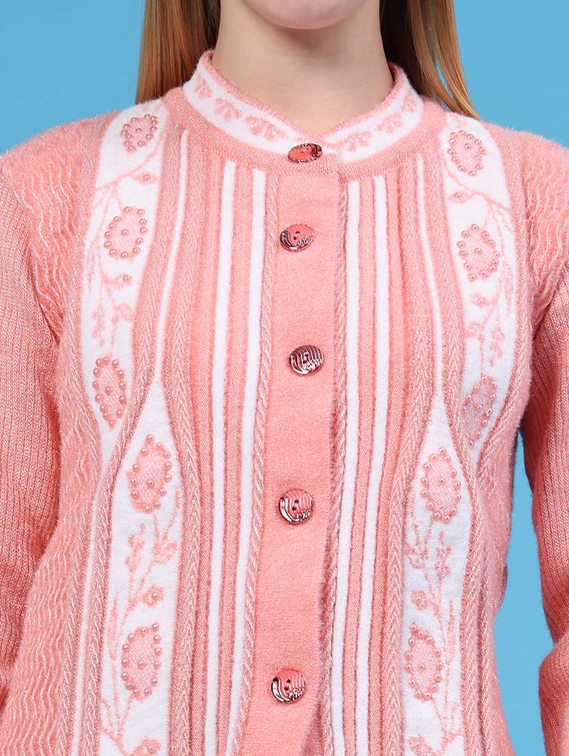 Women Self Design Long Sleeves Cardigan - 22516305 -  Standard Image - 1