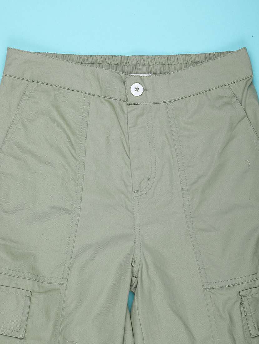 Girls Solid Mid Rise Regular Fit Cargo - 22516465 -  Standard Image - 4