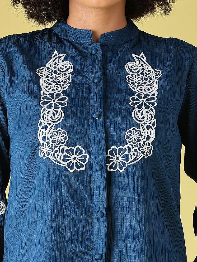 Women Embroidered Three Quarter Sleeves Regular Top - 22516509 -  Standard Image - 1