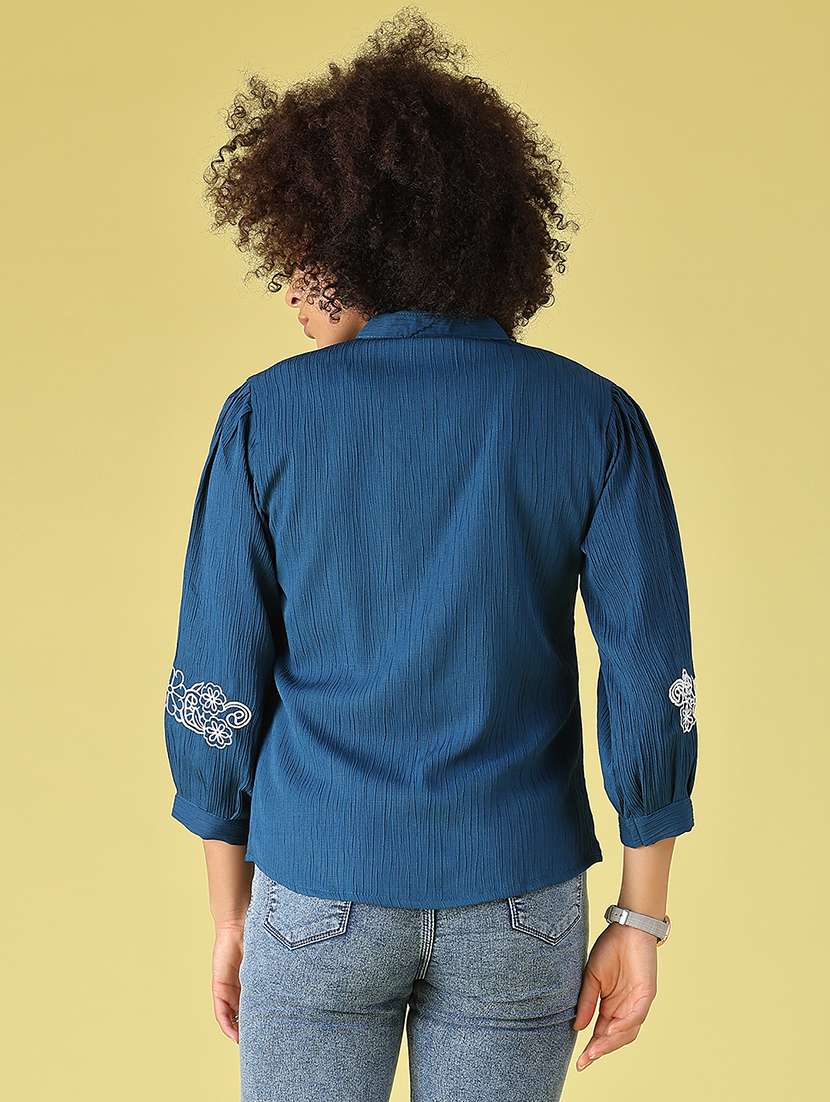 Women Embroidered Three Quarter Sleeves Regular Top - 22516509 -  Standard Image - 4