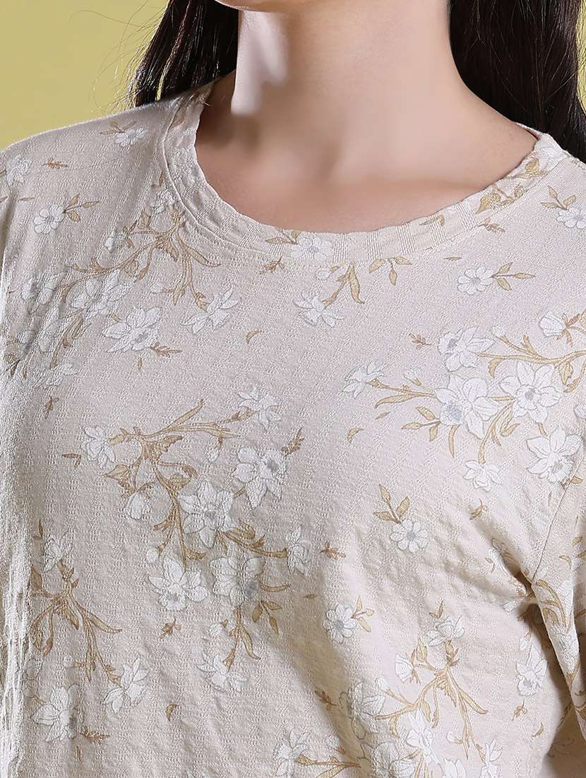 Women Self Design Long Sleeves Regular Fit T-shirt - 22516604 -  Standard Image - 1