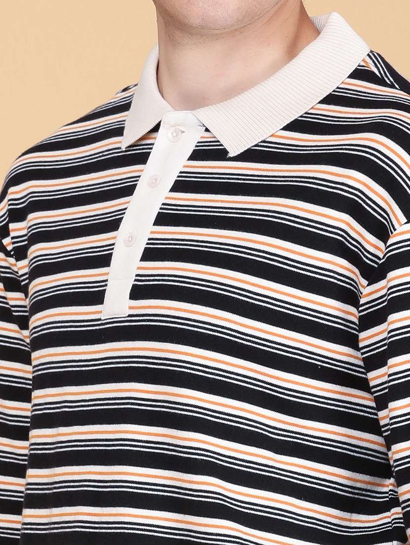 men striped long sleeves polo t-shirt - 22516784 -  Standard Image - 1