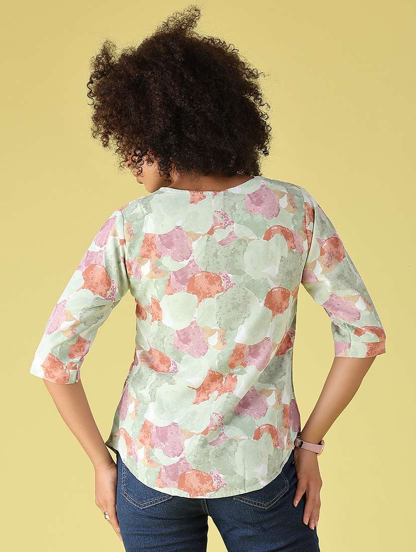 Women Printed Three Quarter Sleeves Regular Top - 22517395 -  Standard Image - 4