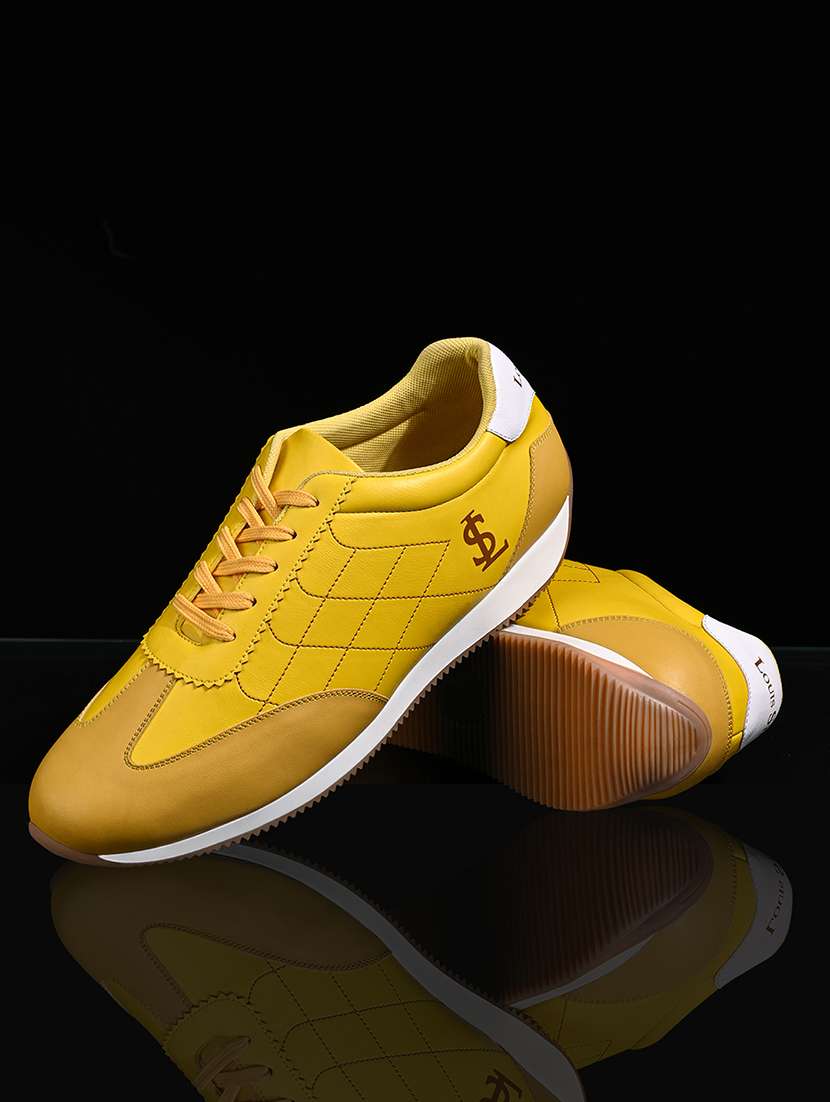 men yellow lace up sneaker