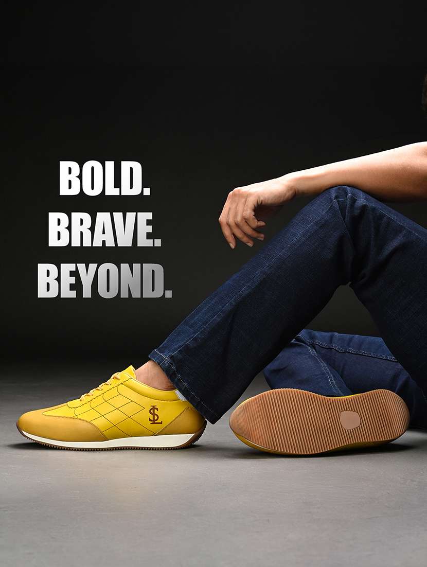 men yellow lace up sneaker - 22517732 -  Standard Image - 4