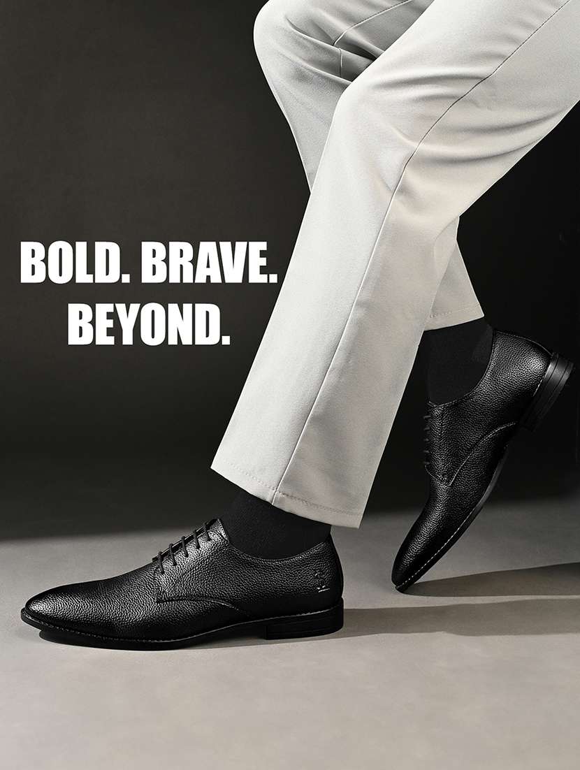 Men Black Lace-up Derby - 22517750 -  Standard Image - 4