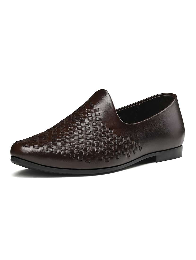 men brown slip on mojari - 22517758 -  Standard Image - 1