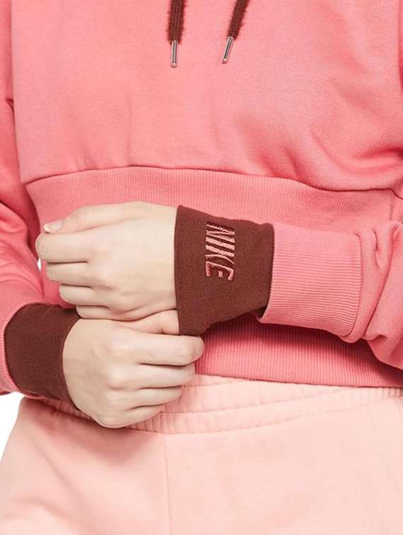 women colorblocked long sleeves hooded crop sweatshirt - 22517830 -  Standard Image - 4