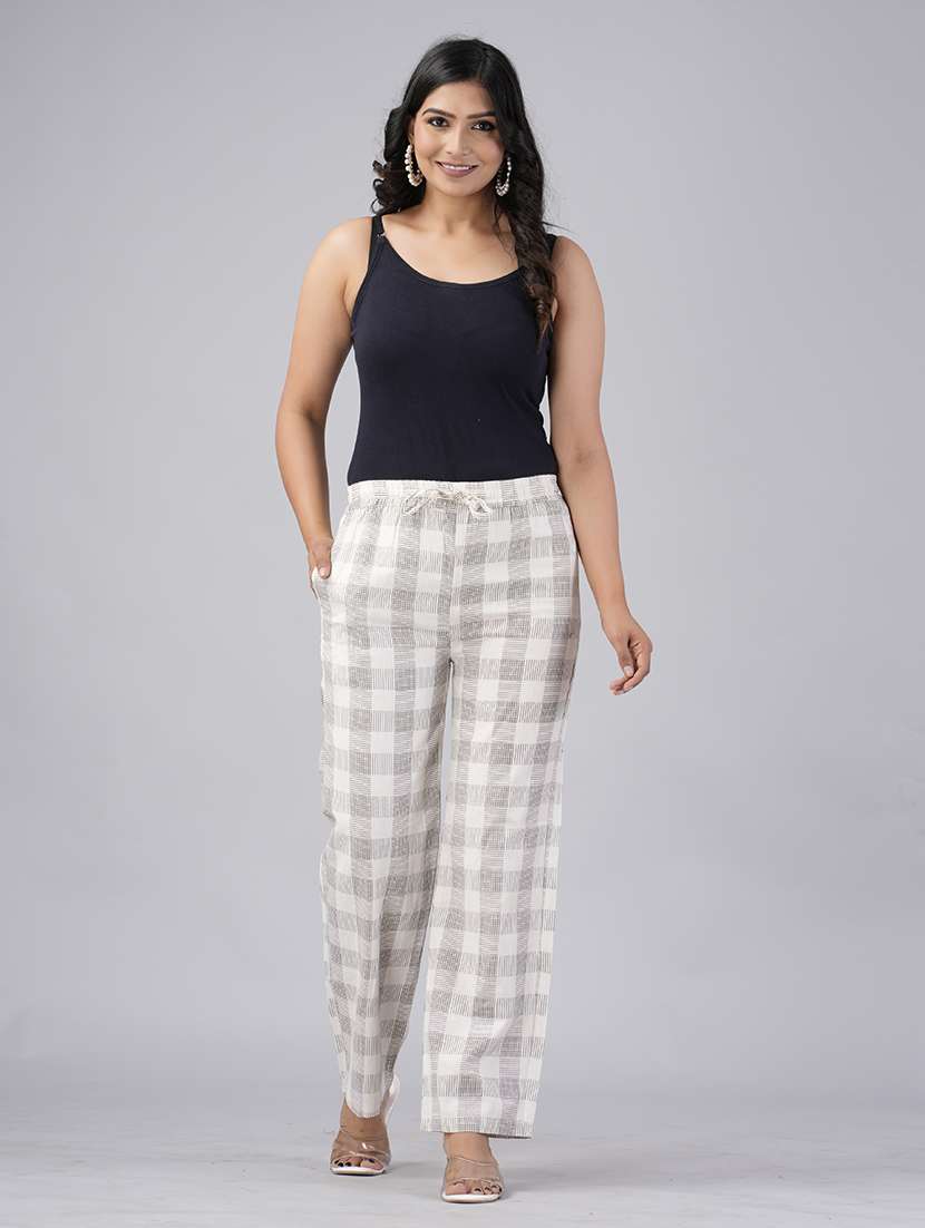 Women Checkered Mid Rise Straight Palazzo - 22517861 -  Standard Image - 4