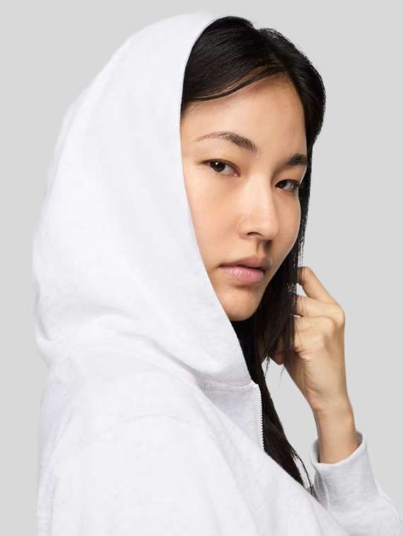 women solid long sleeves hooded sweatshirt - 22517900 -  Standard Image - 1