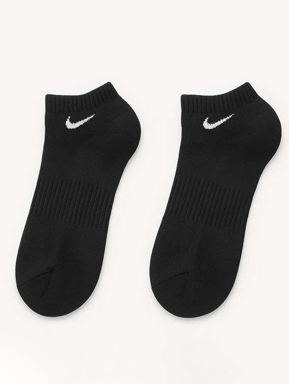 no show black solid socks with white logo - 22517922 -  Standard Image - 1