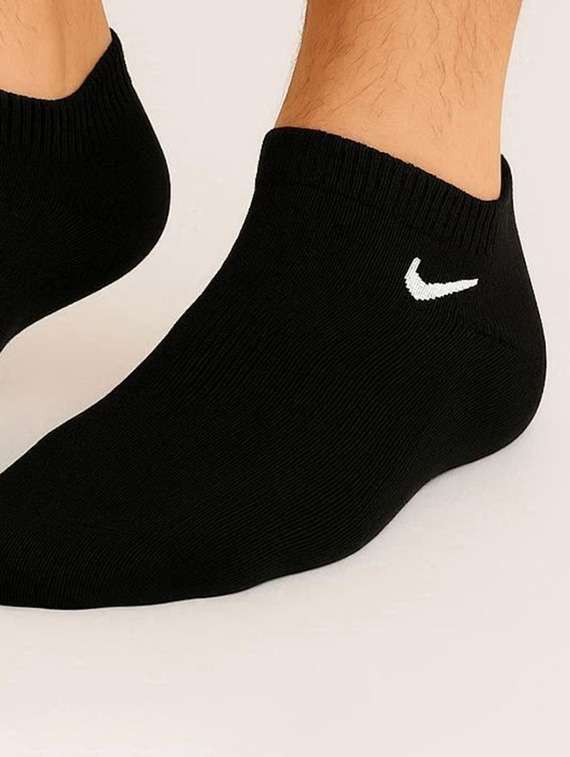 no show black solid socks with white logo - 22517922 -  Standard Image - 4