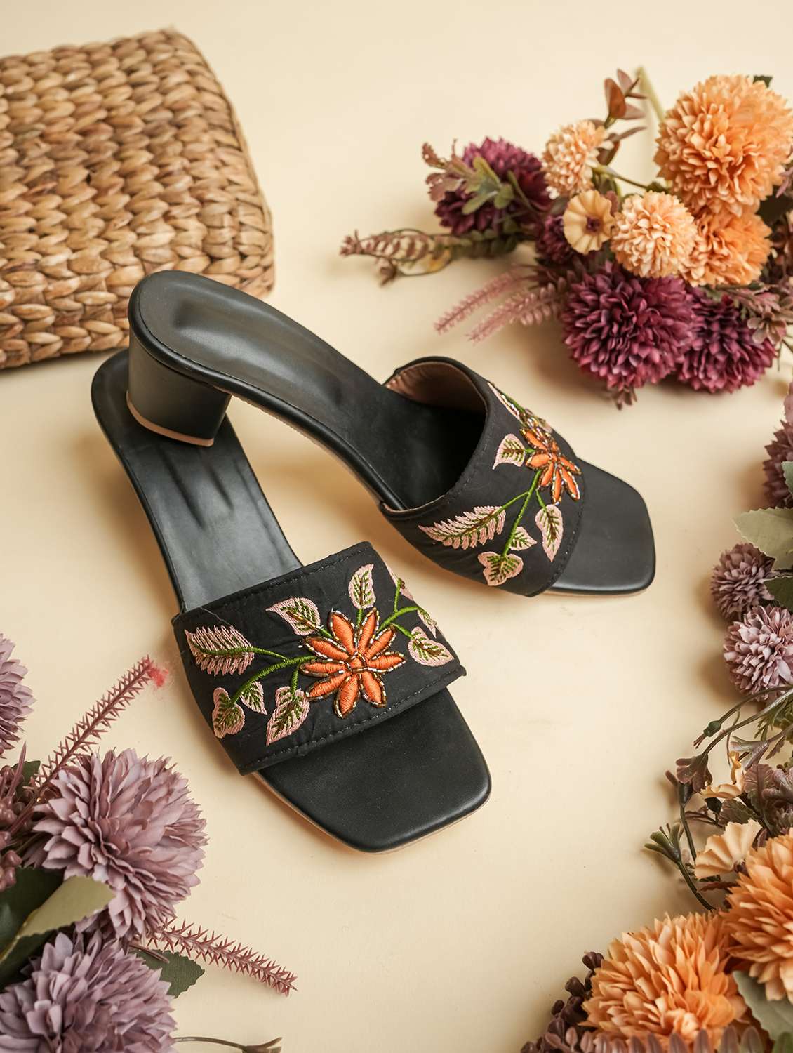 women embroidered slip on open toe sandal - 22518013 -  Standard Image - 1