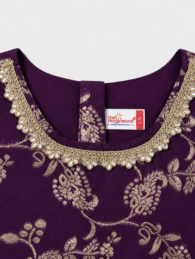 girls self design short sleeve lehenga choli set - 22518177 -  Standard Image - 4