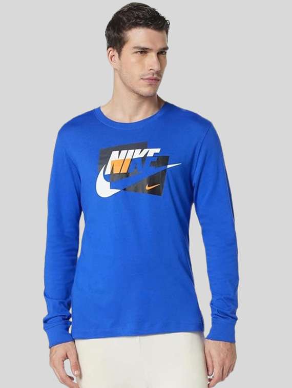 men printed lonpr sleeve regular fit t-shirt