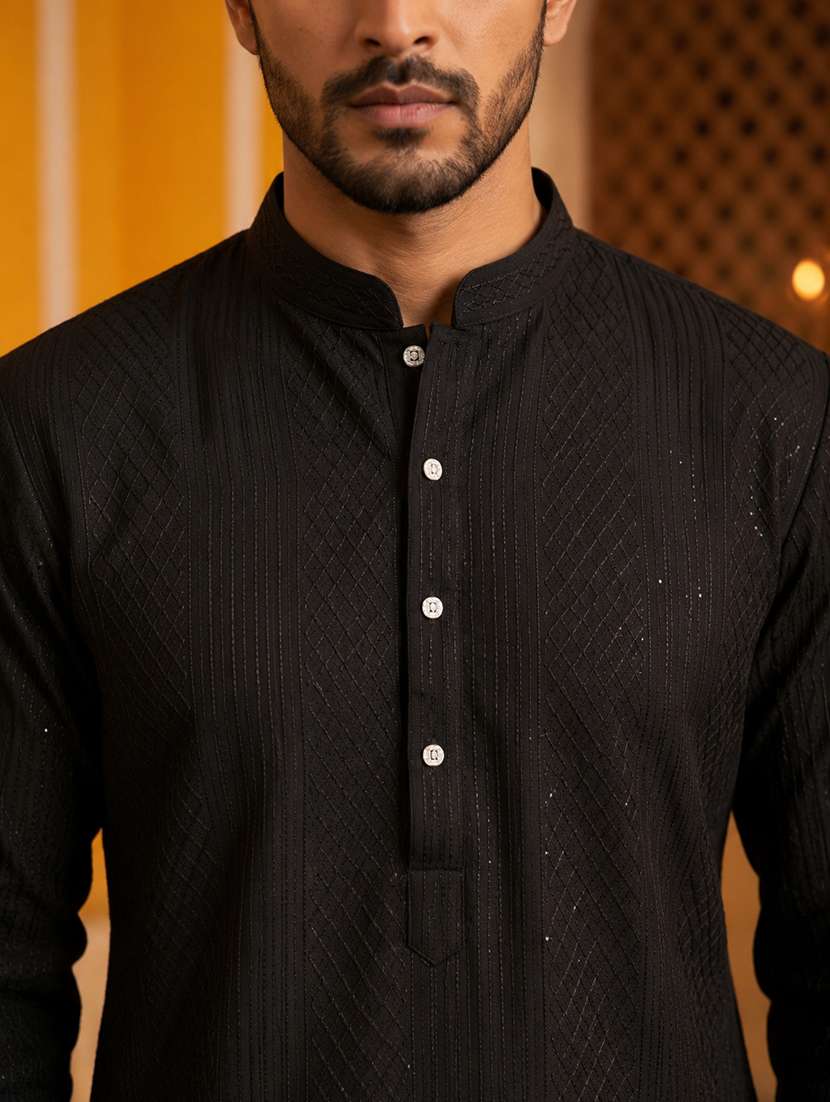 Men Embroidered Mandarin Neck Long Kurta - 22518244 -  Standard Image - 1