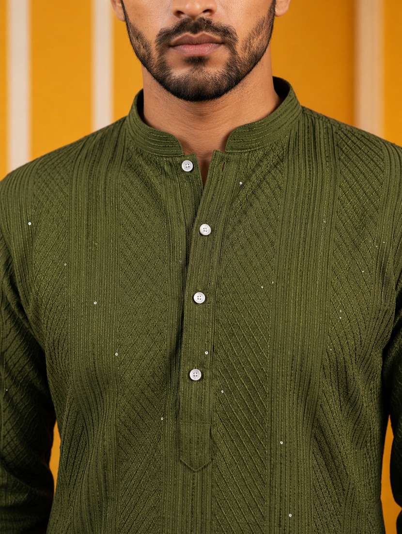 Men Embroidered Mandarin Neck Long Kurta - 22518246 -  Standard Image - 1