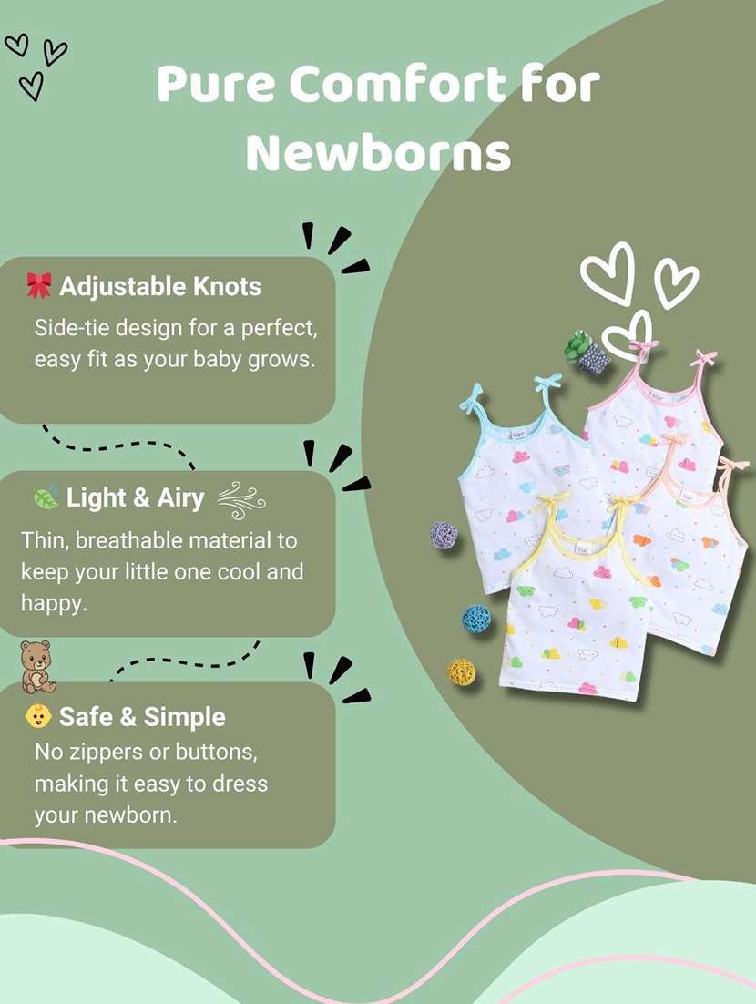 kids pack of 4 printed sleeveless jhabla - 22518281 -  Standard Image - 4