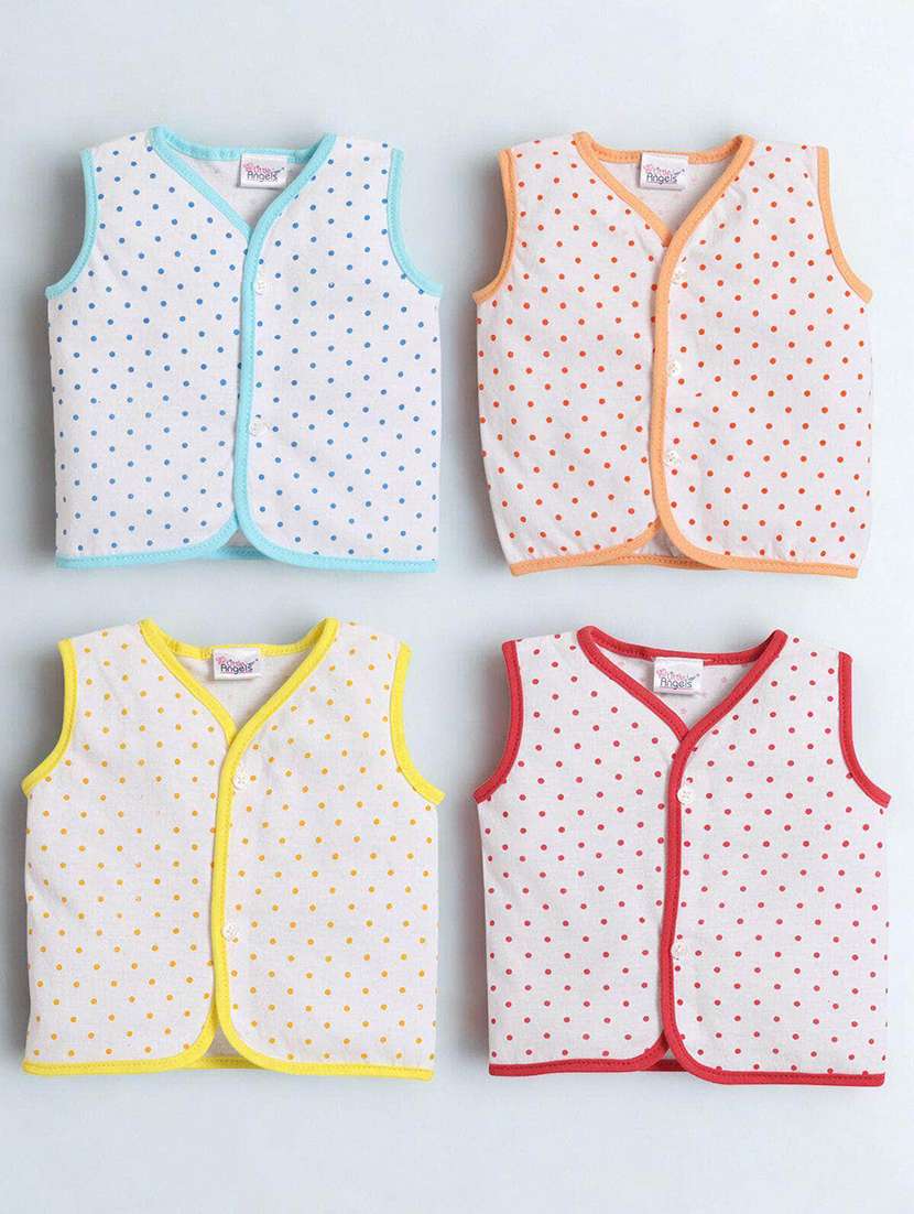 kids pack of 4 printed sleeveless jhabla - 22518287 -  Standard Image - 1