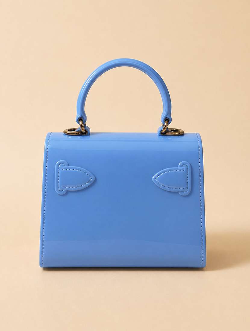 haute handles blue glossy patent mini top handle sling bag - 22518300 -  Standard Image - 1