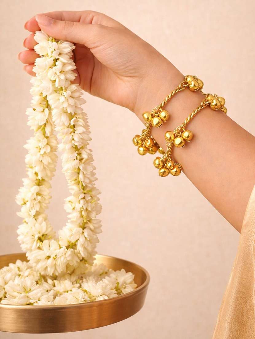 gold tone metal ghungroo bangles set of 2 - 22518314 -  Standard Image - 1
