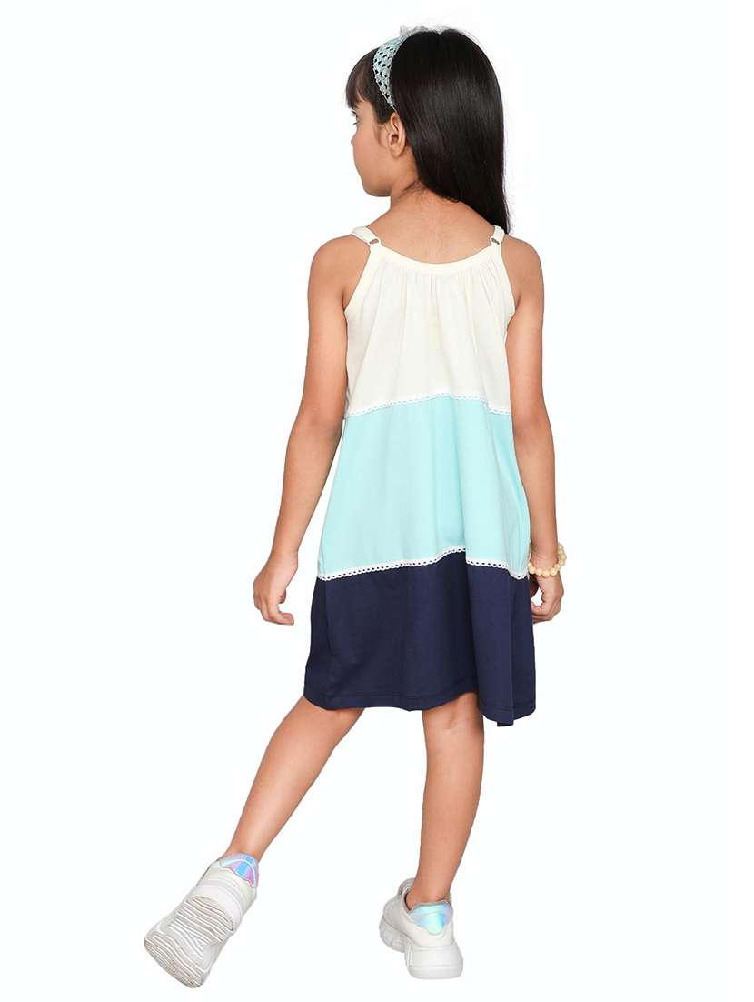 girls colourblocked shoulder strap a-line dress - 22518337 -  Standard Image - 1