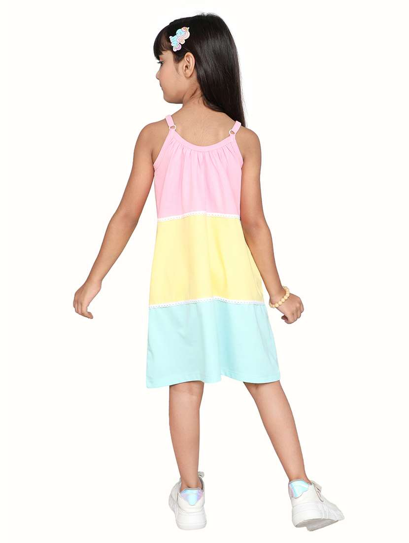 girls colourblocked shoulder strap a-line dress - 22518338 -  Standard Image - 1