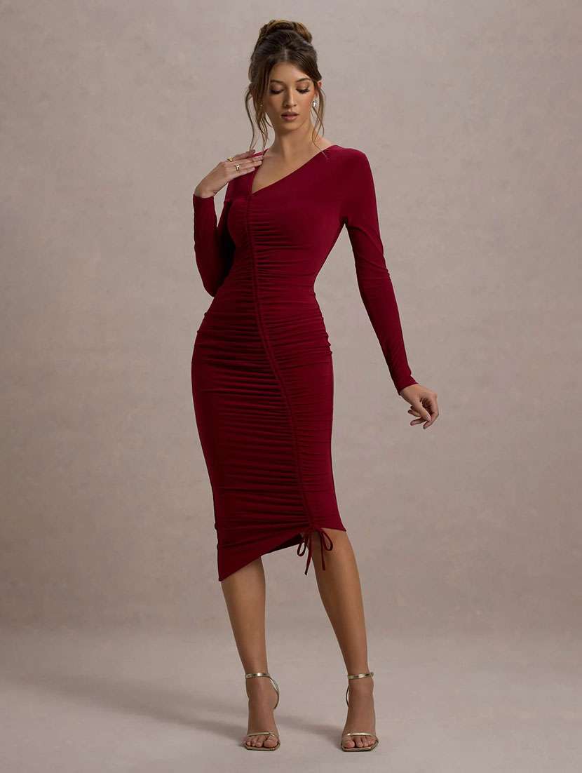 women asymmetric neck bodycon dress - 22518356 -  Standard Image - 4