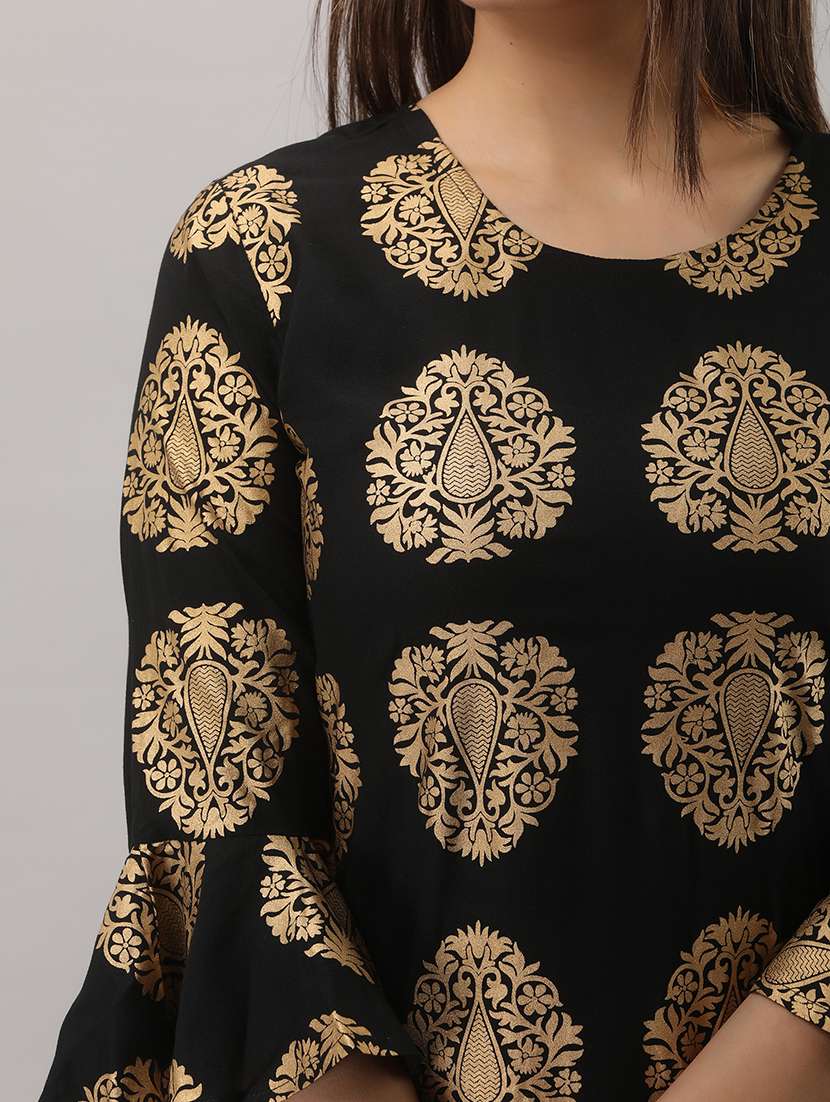 women printed three quarter sleeve kurta sharara set - 22518363 -  Standard Image - 1