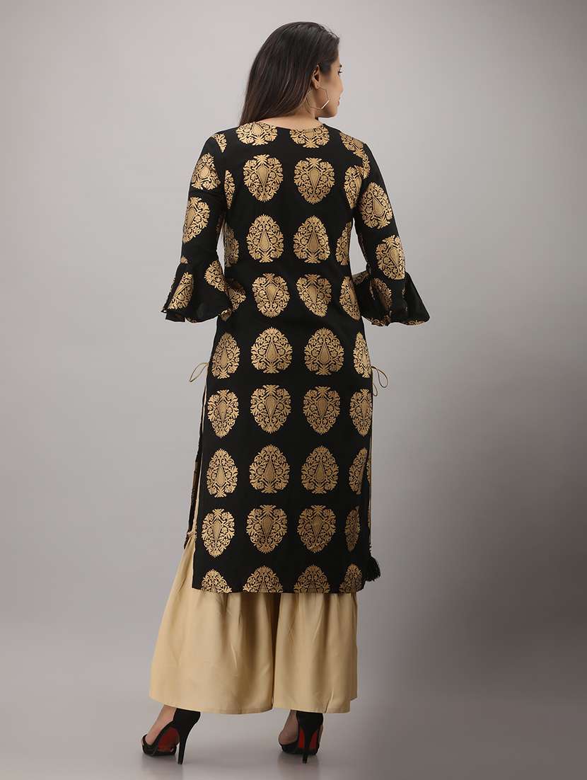 women printed three quarter sleeve kurta sharara set - 22518363 -  Standard Image - 4