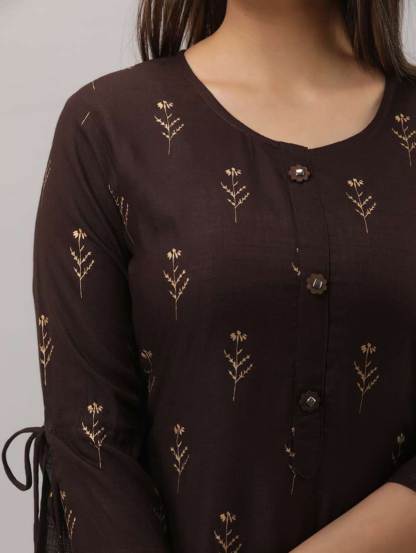 women printed three quarter sleeve kurta sharara set - 22518366 -  Standard Image - 1