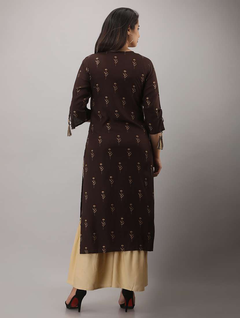 women printed three quarter sleeve kurta sharara set - 22518366 -  Standard Image - 4