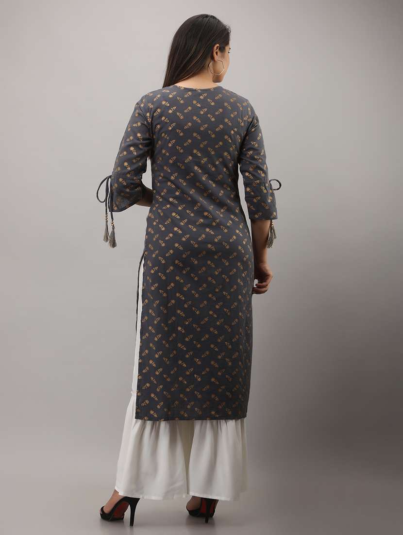 women printed three quarter sleeve kurta sharara set - 22518373 -  Standard Image - 4