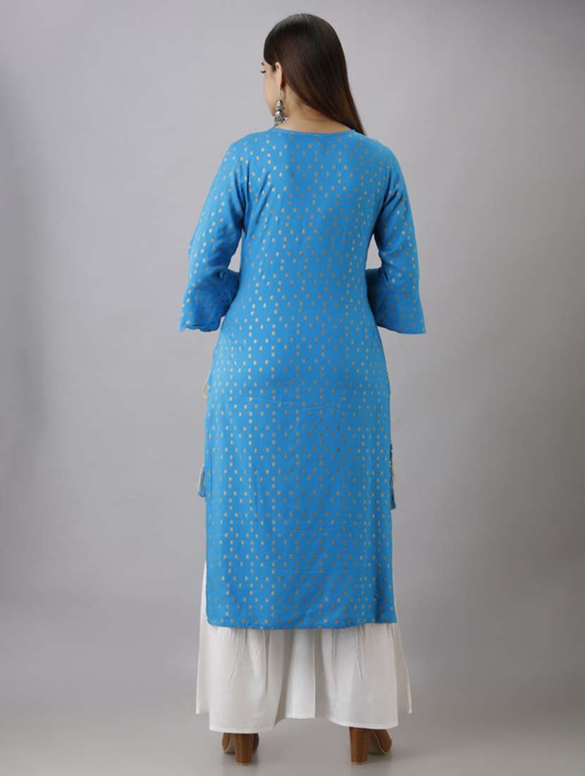 women printed three quarter sleeve kurta sharara set - 22518380 -  Standard Image - 4
