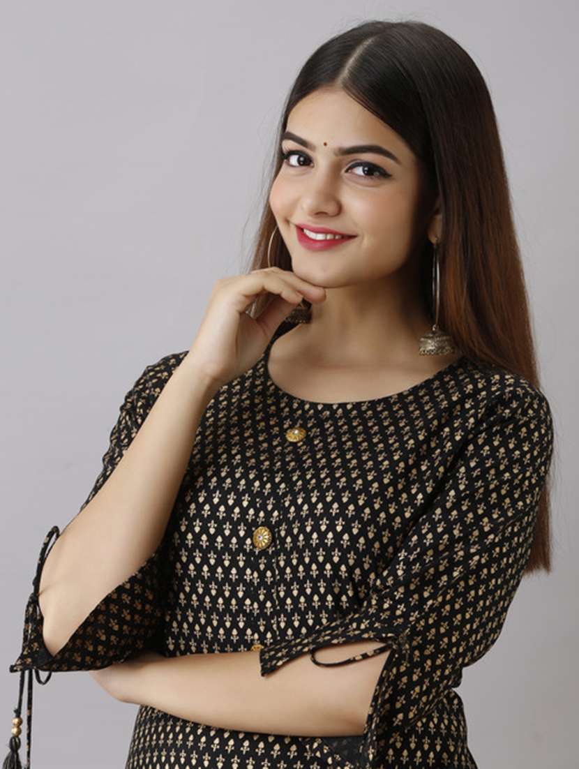 women printed three quarter sleeve kurta sharara set - 22518383 -  Standard Image - 1