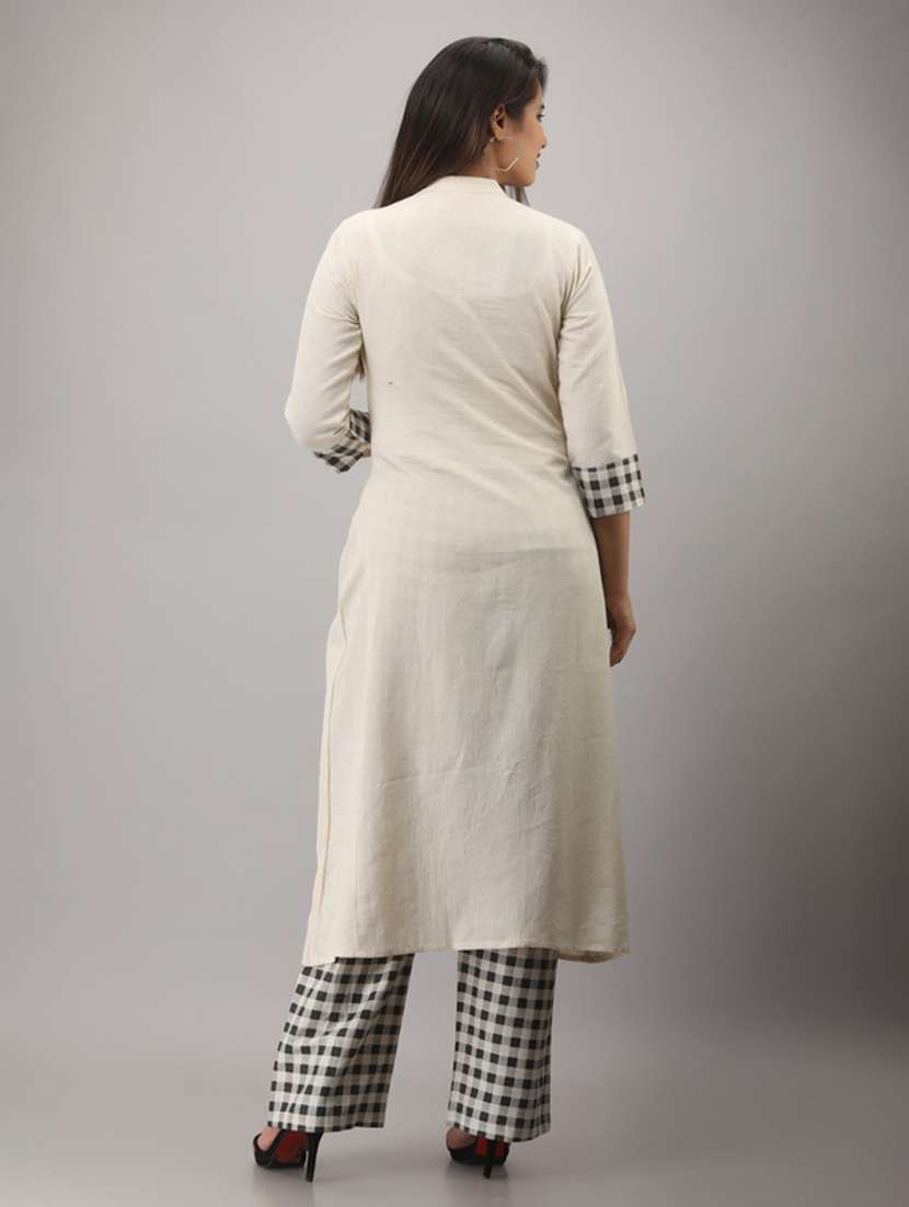 women solid three quarter sleeve kurta pant set - 22518394 -  Standard Image - 4