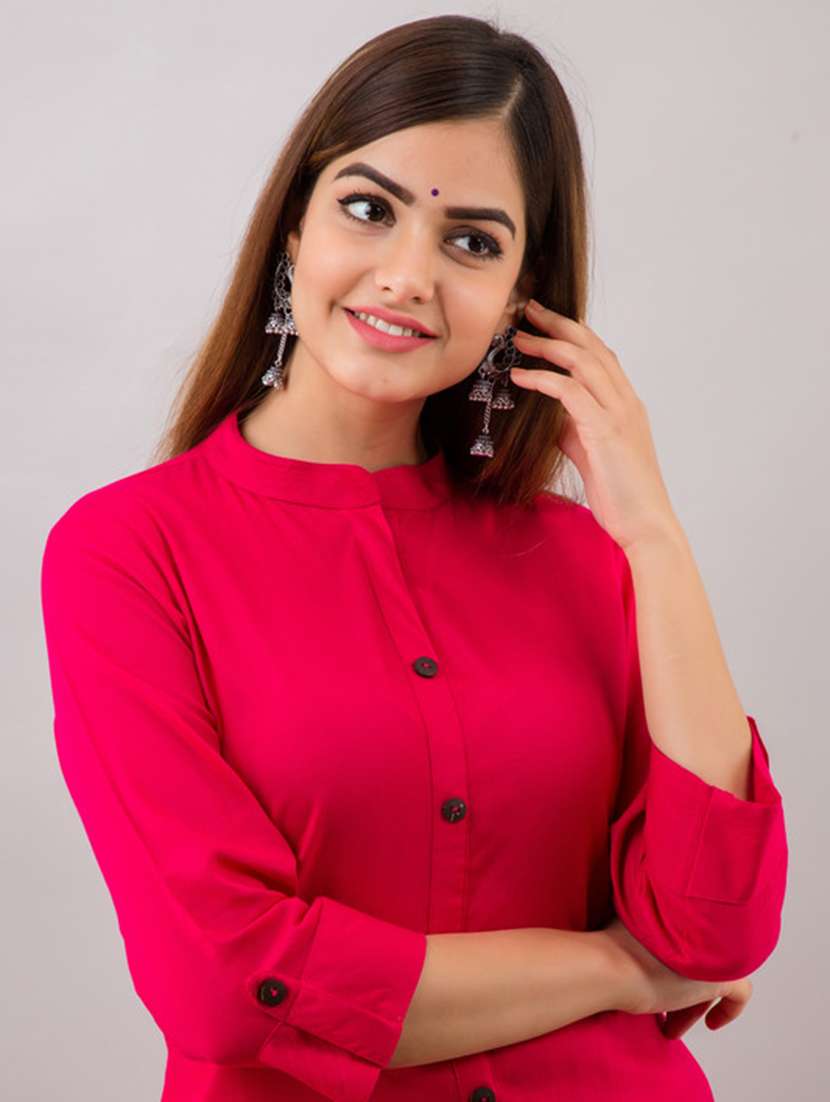 Women Solid Three Quarter Sleeve Kurta Palazzo Set - 22518408 -  Standard Image - 1