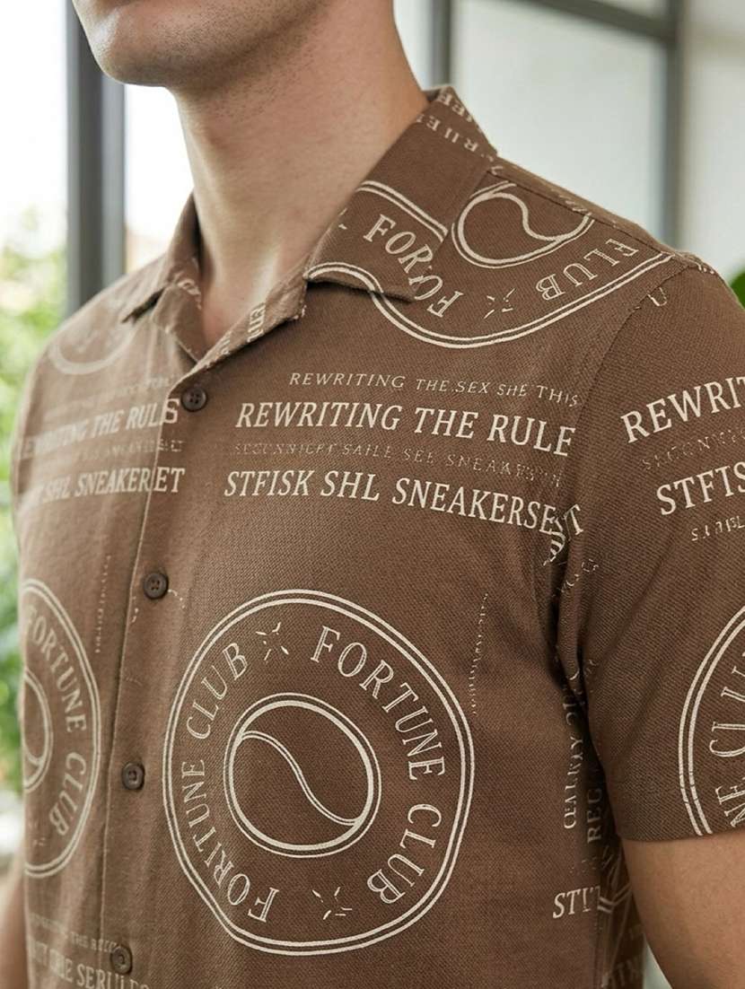 men printed short sleeve regular fit casual shirt - 22518413 -  Standard Image - 1