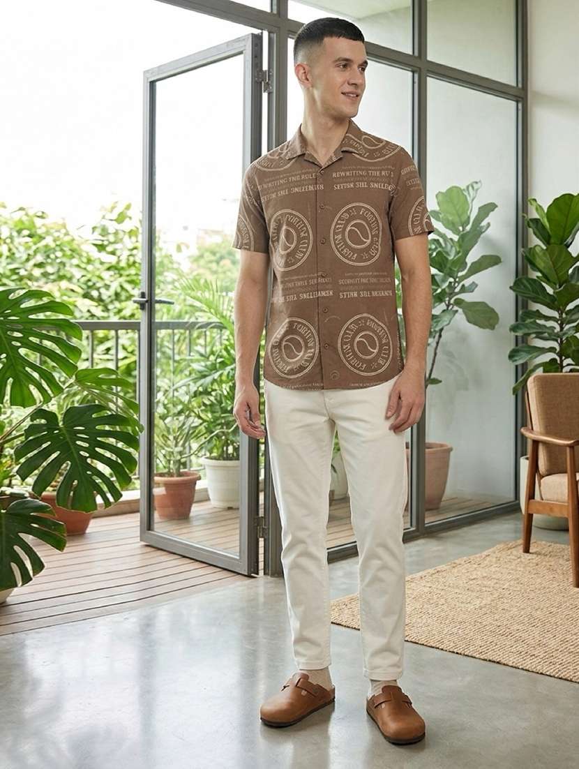 men printed short sleeve regular fit casual shirt - 22518413 -  Standard Image - 4