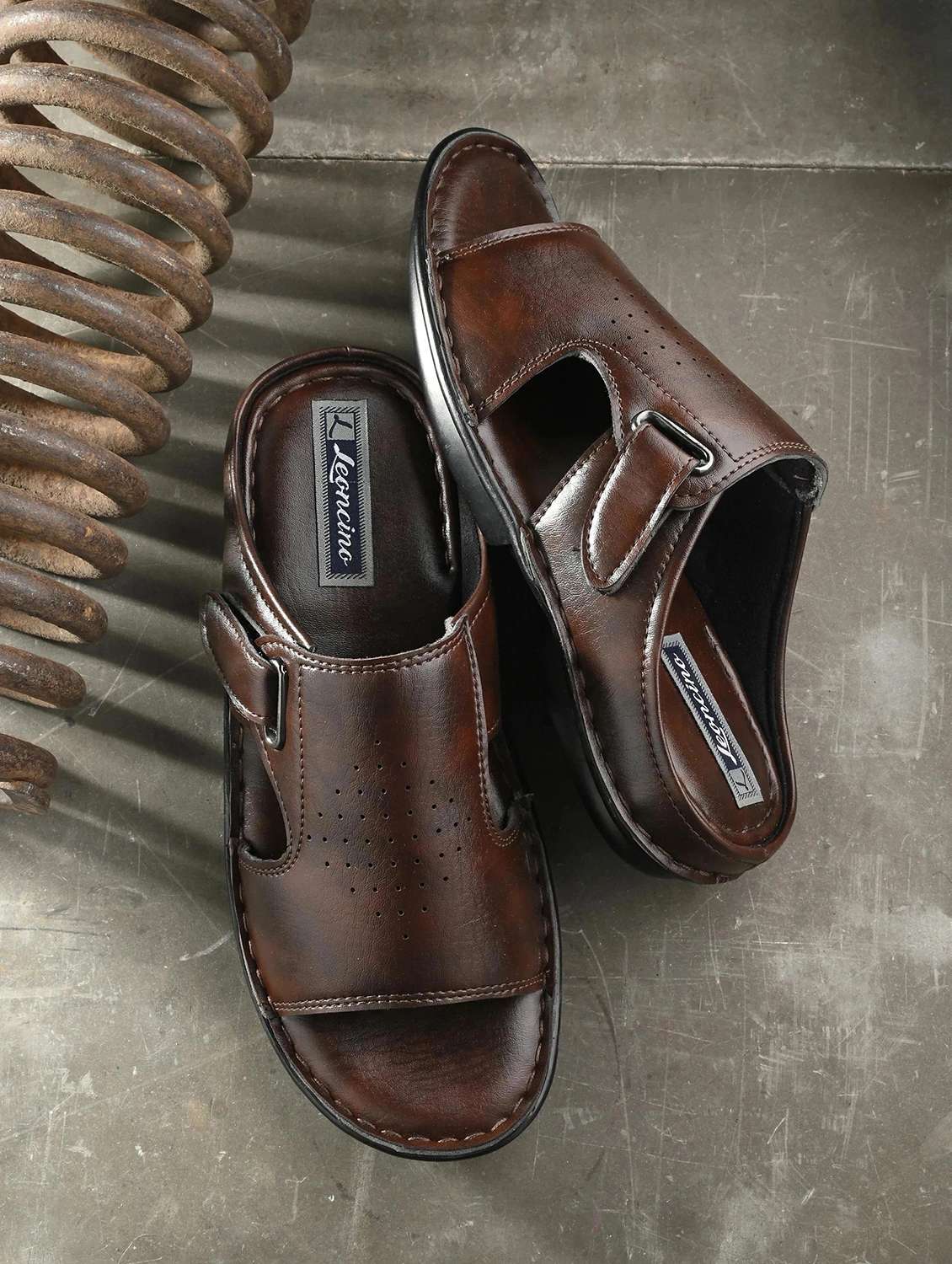 men brown slip on sandal - 22518467 -  Standard Image - 1