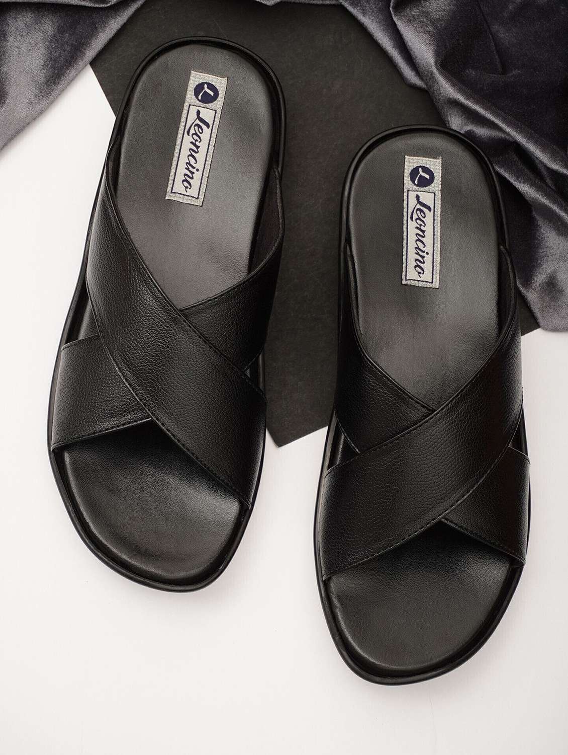men black slip on sandal - 22518474 -  Standard Image - 1