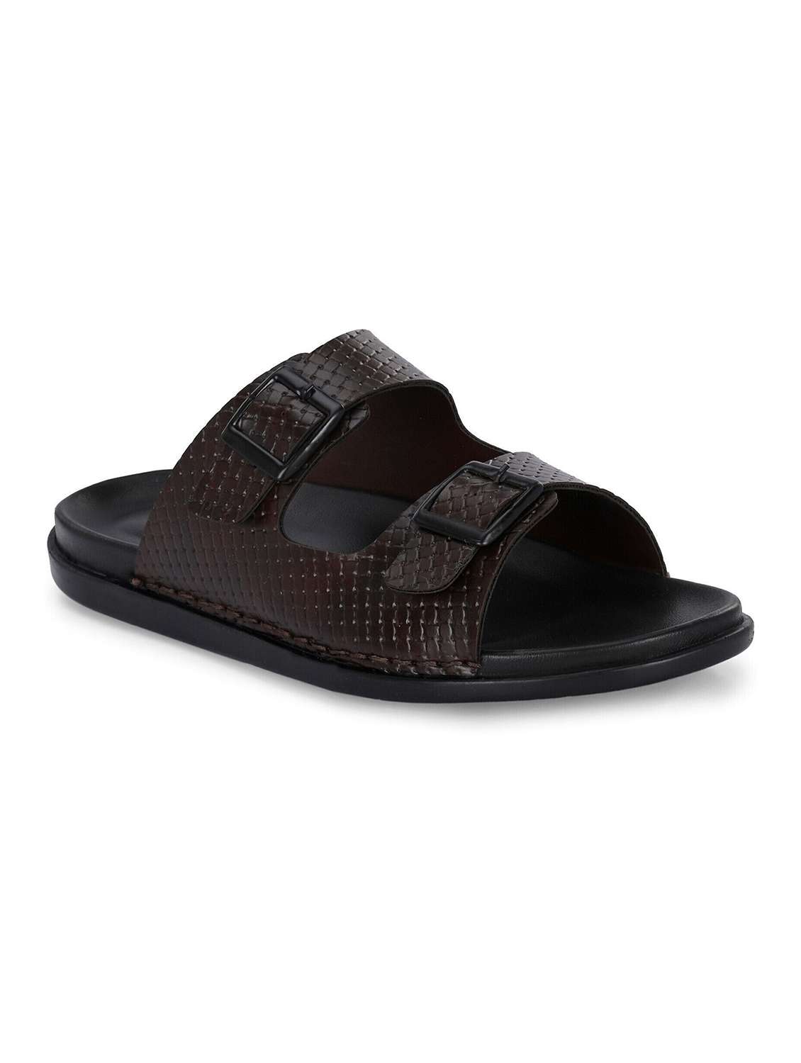 men brown textured strap sandal - 22518476 -  Standard Image - 1