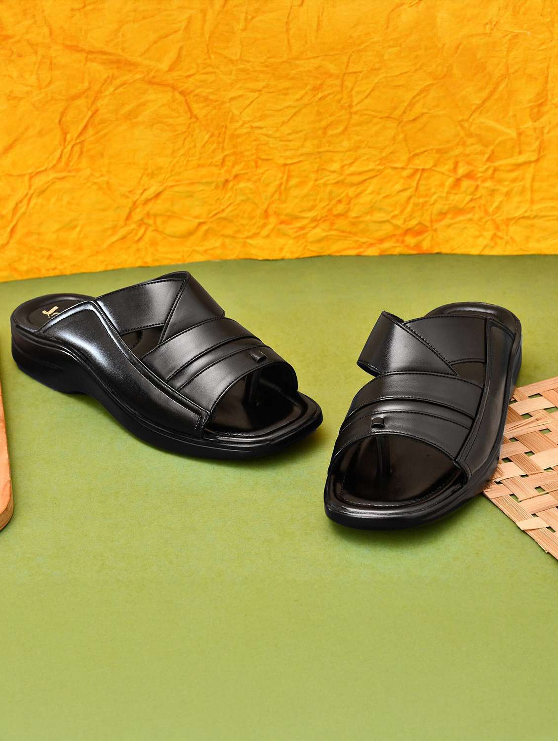men black slip on sandal - 22518478 -  Standard Image - 1
