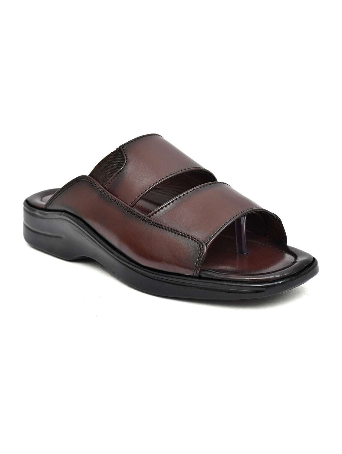 men brown slip on sandal - 22518485 -  Standard Image - 1