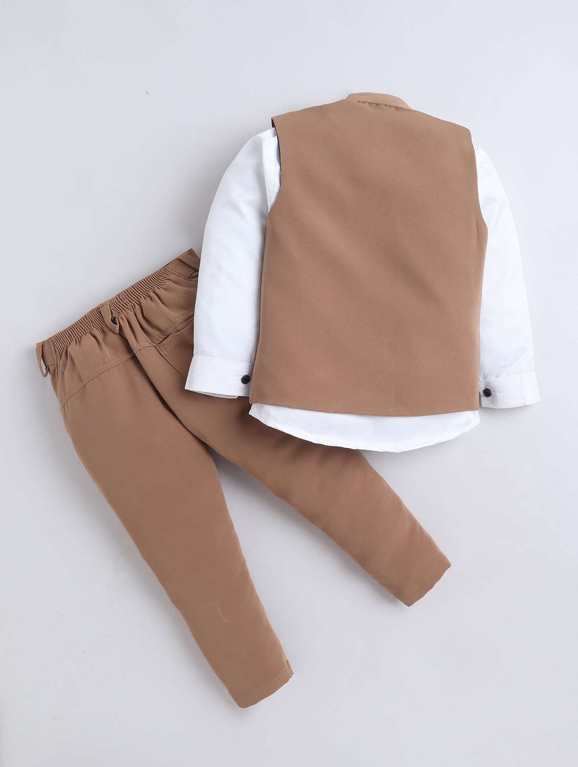 boys solid long sleeve shirt trouser with waistcoat - 22518539 -  Standard Image - 1
