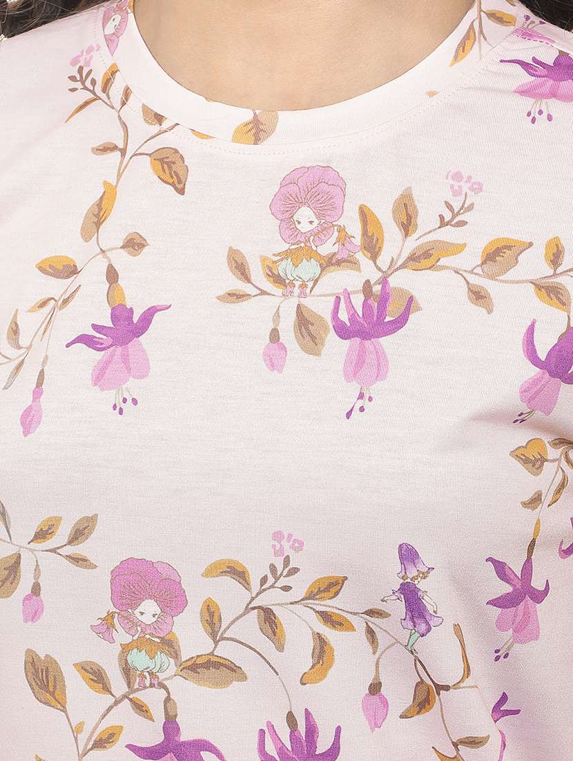 Girls Printed Round Neck Tee - 22518702 -  Standard Image - 1