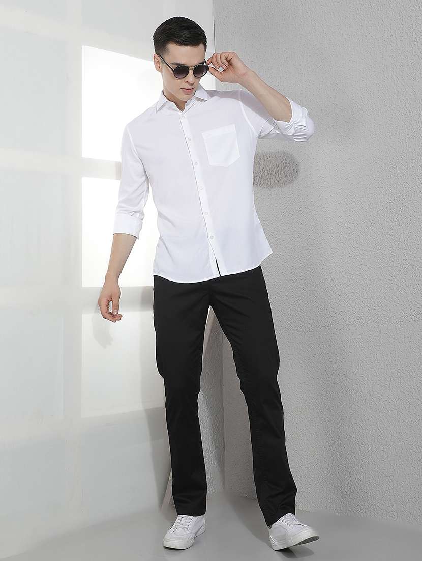 Men Solid Long Sleeve Slim Fit Casual Shirt - 22518759 -  Standard Image - 6