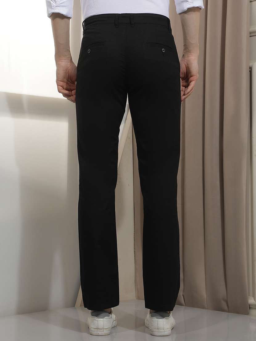 Men Solid Mid Rise Flat Front Chinos - 22518790 -  Standard Image - 4