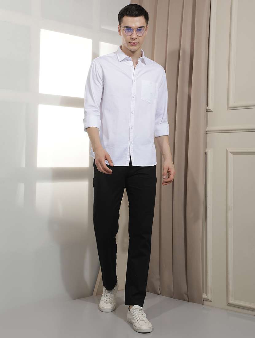 Men Solid Mid Rise Flat Front Chinos - 22518790 -  Standard Image - 6