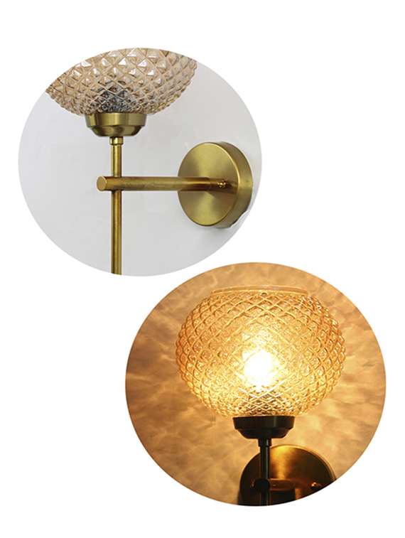 Elegant Brass Wall Sconce With Amber Crystal Globe Glass - 22518950 -  Standard Image - 4